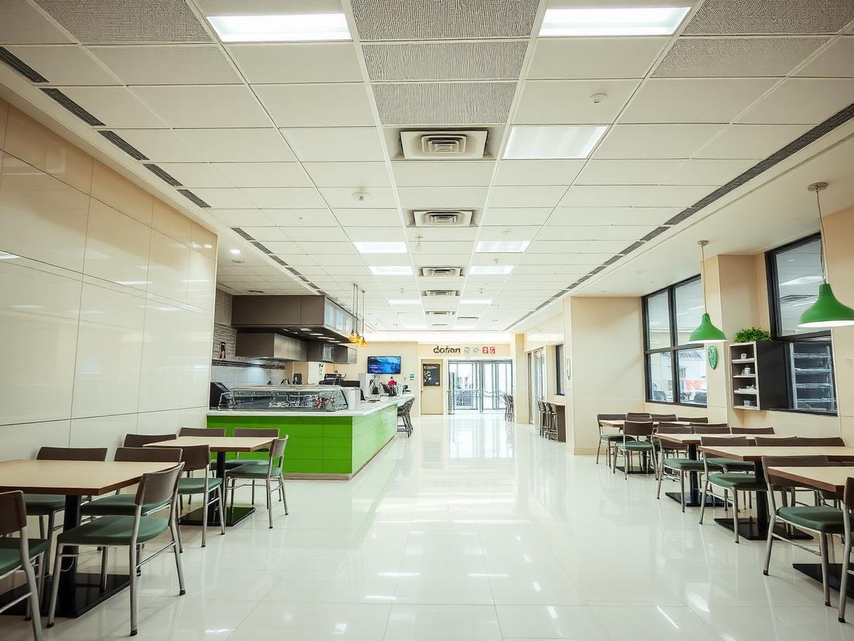 Spotless modern commercial dining and office space